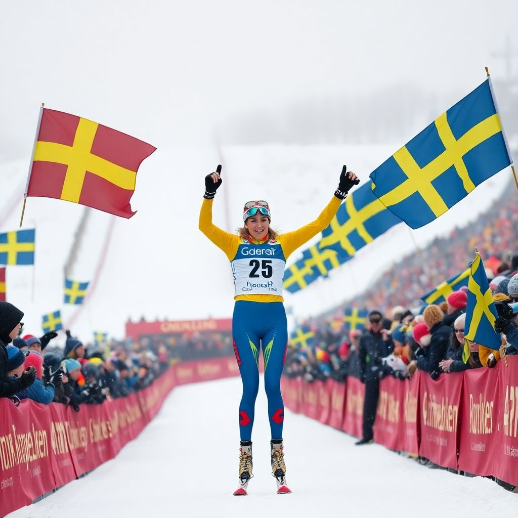 Фрида Карлссон выигрывает женский марафон 50 км в Холменколлене на этапе Кубка мира в Осло